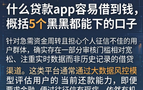 什么贷款app容易借到钱，概括5个黑户都能下的口子