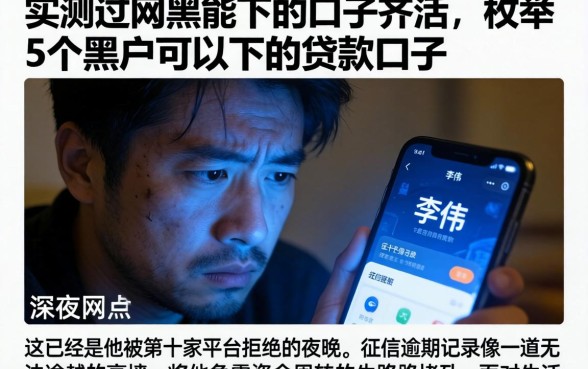 实测过网黑能下的口子齐活，枚举5个黑户可以下的贷款口子