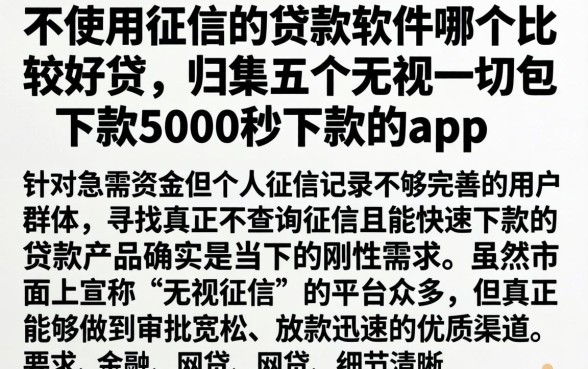 不使用征信的贷款软件哪个比较好贷，归集五个无视一切包下款5000秒下款的app
