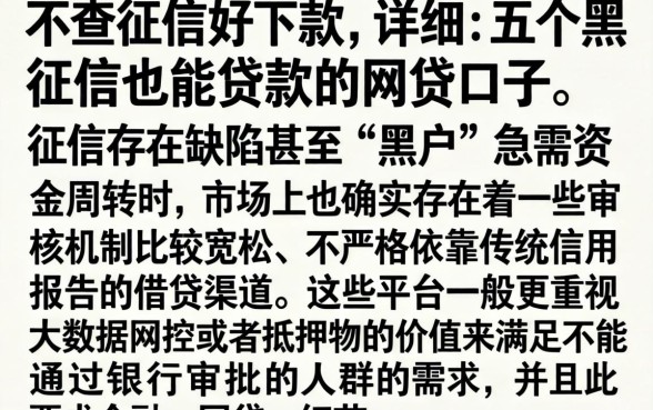 不查征信好下款，详细阐述五个黑征信也能贷款的网贷口子