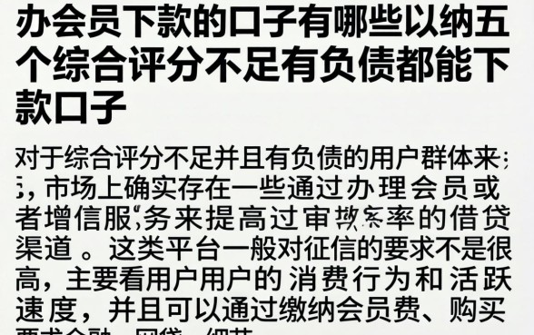 办会员下款的口子有哪些，归纳五个综合评分不足有负债都能下款口子