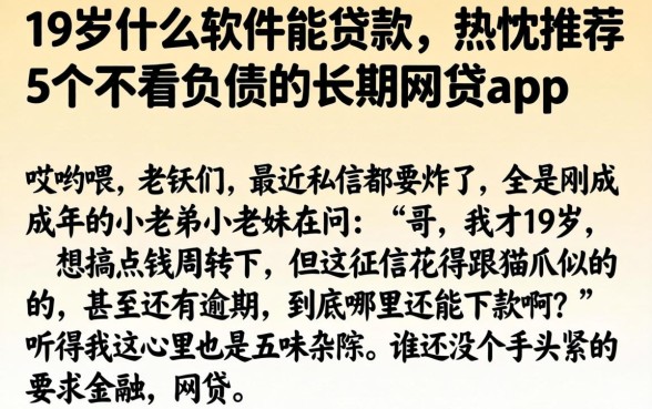 19岁什么软件能贷款，热忱推荐5个不看负债的长期网贷app