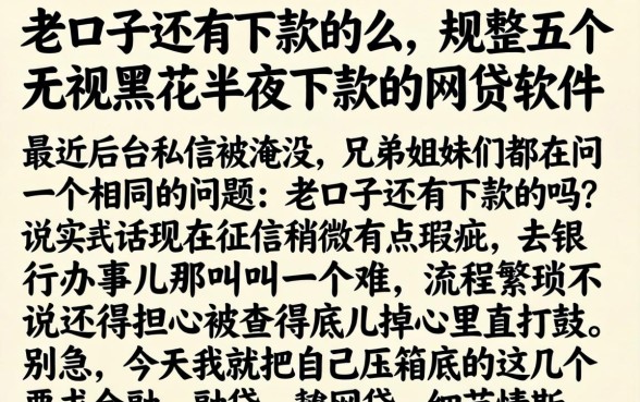 老口子还有下款的么,规整五个无视黑花半夜下款的网贷软件
