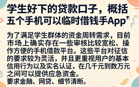 学生好下的贷款口子，概括五个手机可以临时借钱的app