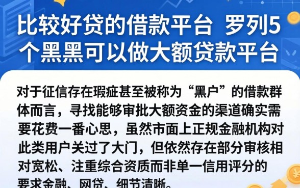 比较好贷的借款平台,罗列5个黑户可以做大额贷款平台