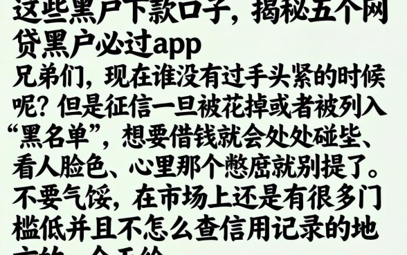 这些黑户下款口子，揭秘五个网贷黑户必过app