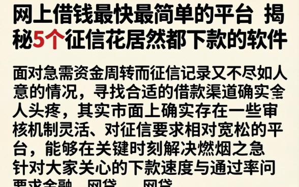 网上借钱最快最简单的平台，揭秘5个征信花居然都下款的软件