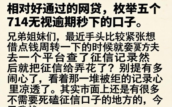 相对好通过的网贷，枚举五个714无视逾期秒下的口子