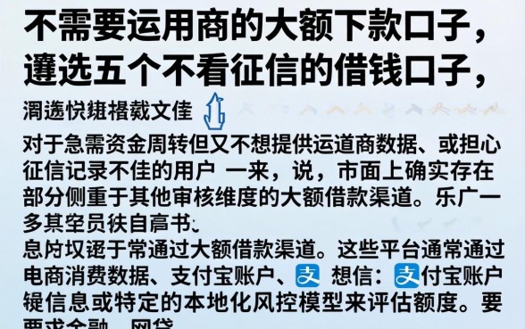 不需要运营商的大额下款口子，遴选五个不看征信的借钱口子