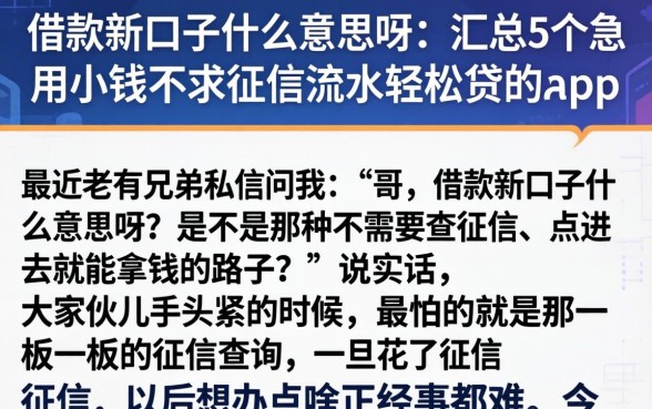 借款新口子什么意思呀，汇总5个急用小钱不求征信流水轻松贷的app