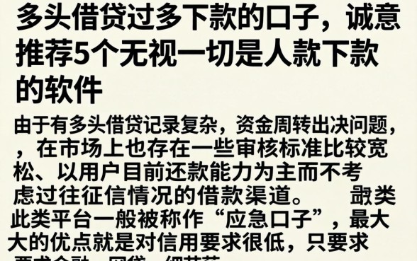 多头借贷过多下款的口子，诚意推荐5个无视一切是人就下款的软件