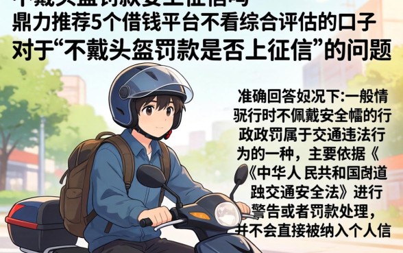 不戴头盔罚款要上征信吗，鼎力推荐5个借钱平台不看综合评估的口子