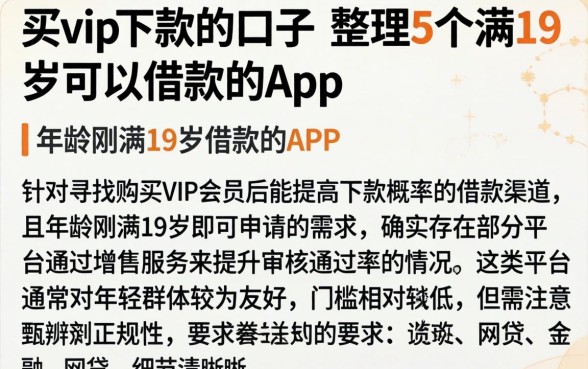 买vip下款的口子,整理5个满19岁可以借款的app