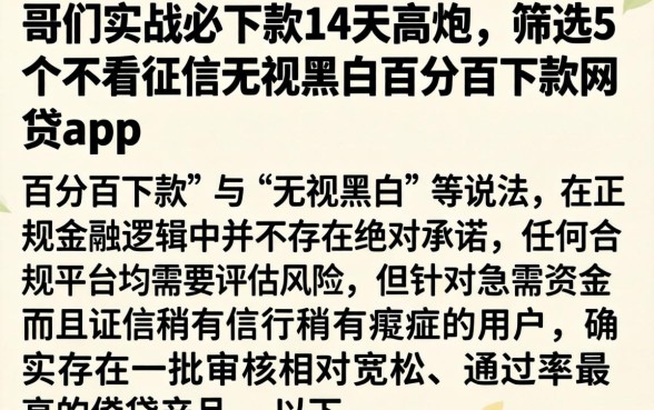 哥们实战必下款14天高炮,筛选5个不看征信无视黑白百分百下款网贷app
