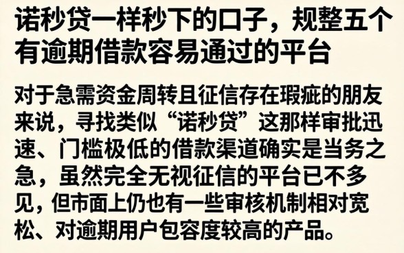 诺秒贷一样秒下的口子,规整五个有逾期借款容易通过的平台