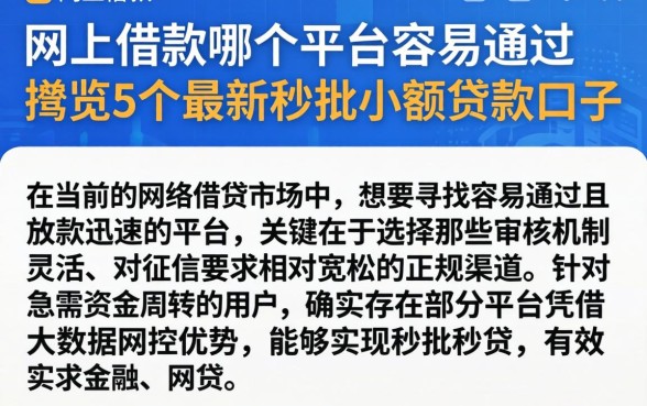 网上借款哪个平台容易通过,概览5个最新秒批小额贷款口子
