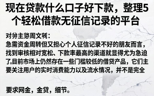 现在贷款什么口子好下款，整理5个轻松借款无征信记录的平台