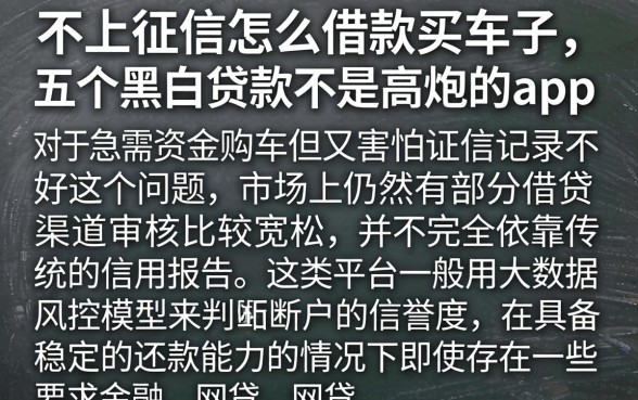 不上征信怎么借款买车子，详细阐述五个黑白贷款不是高炮的app