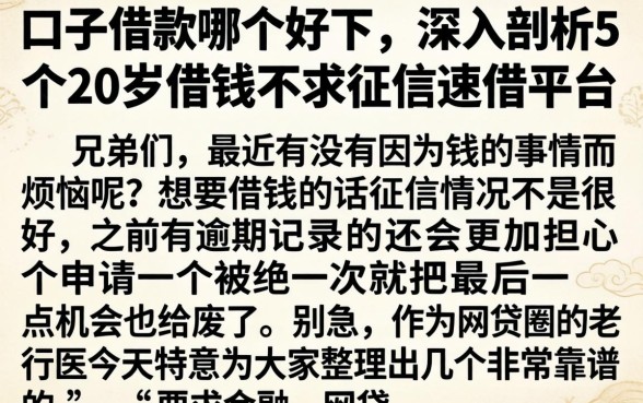 口子借款哪个好下，深入剖析5个20岁借钱不求征信速借平台