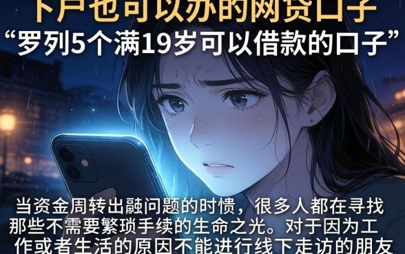 下户也可以办的网贷口子，罗列5个满19岁可以借款的口子