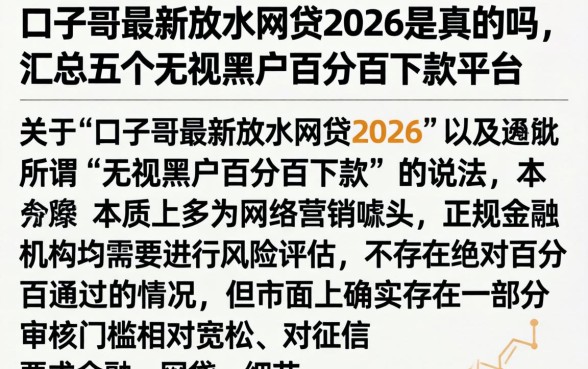 口子哥最新放水网贷2026是真的吗，汇总五个无视黑户百分百下款平台