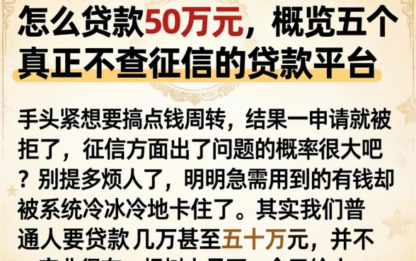 怎么贷款50万元，概览五个真正不查征信的贷款平台
