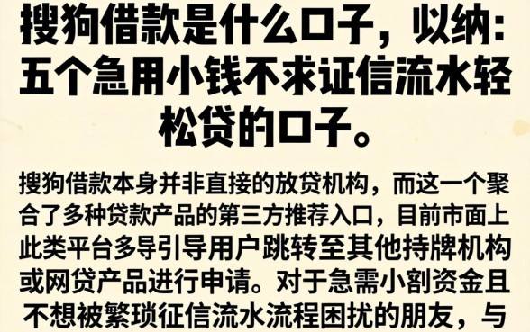 搜狗借款是什么口子，归纳五个急用小钱不求征信流水轻松贷的口子