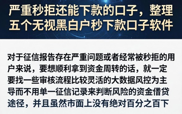 严重秒拒还能下款的口子，整理五个无视黑白户秒下款口子软件