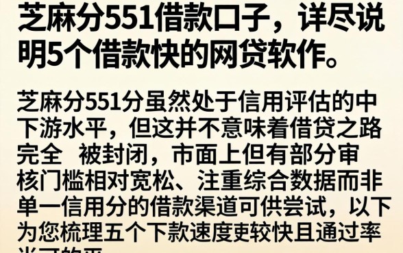 芝麻分551借款口子，详尽说明5个借款快的网贷软件