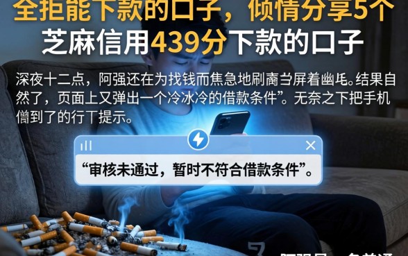 全拒能下款的口子，倾情分享5个芝麻信用439分下款的口子