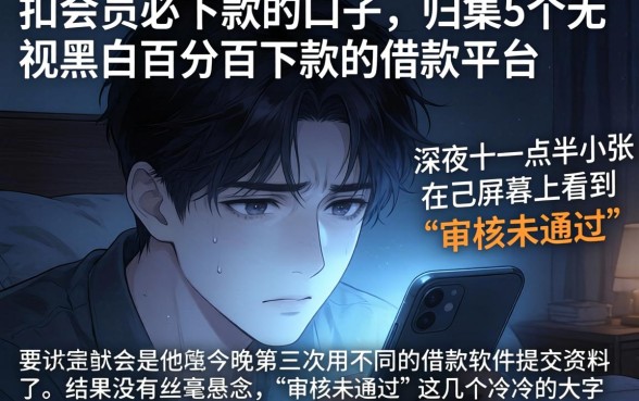 扣会员必下款的口子,归集5个无视黑白百分百下款的借款平台