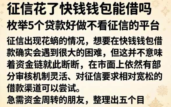 征信花了快钱钱包能借吗，枚举5个贷款好做不看征信的平台