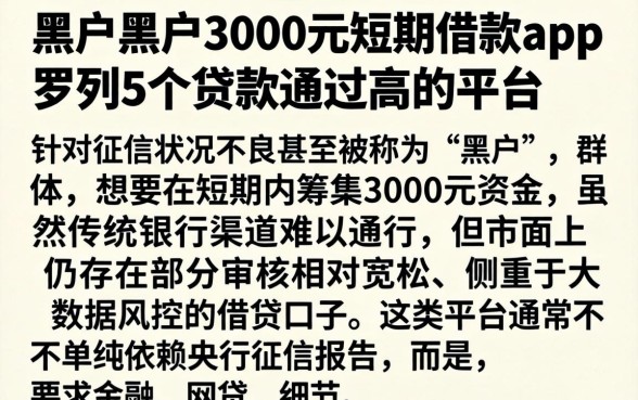 黑户黑户3000元短期借款app,罗列5个贷款通过高的平台