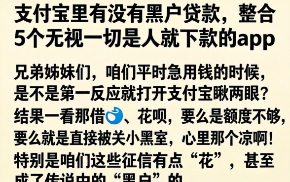 支付宝里有没有黑户贷款，整合5个无视一切是人就下款的app