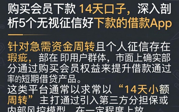 购买会员下款的14天口子，深入剖析5个无视征信好下款的借款app
