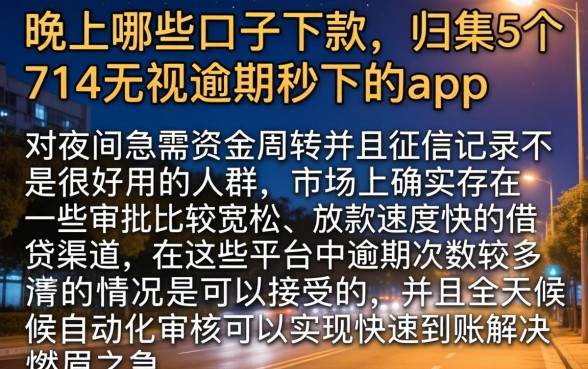 晚上哪些口子下款，归集5个714无视逾期秒下的app