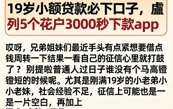 19岁小额贷款必下口子，胪列5个花户3000秒下款app