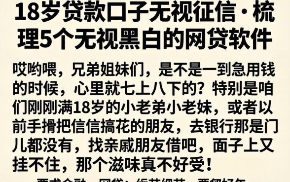 18岁贷款口子无视征信，梳理5个无视黑白的网贷软件