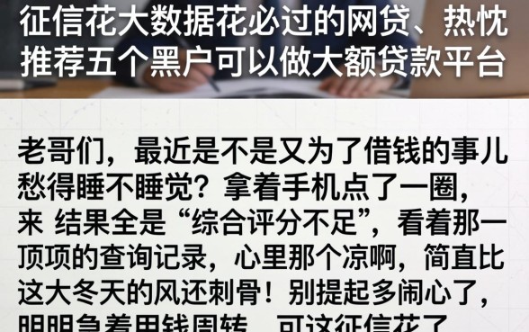 征信花大数据花必过的网贷,热忱推荐五个黑户可以做大额贷款平台