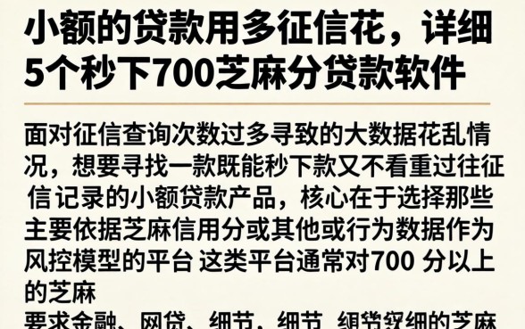小额的贷款用多征信花，详细阐述5个秒下700芝麻分贷款软件