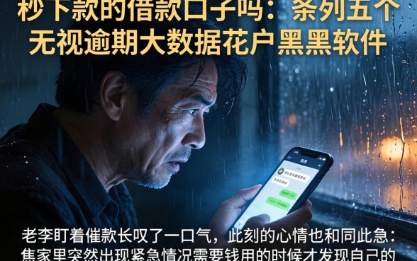 秒下款的借款口子吗，条列五个无视逾期大数据花户黑户软件