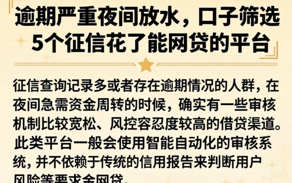 逾期严重夜间放水的口子，筛选5个征信花了能网贷的平台