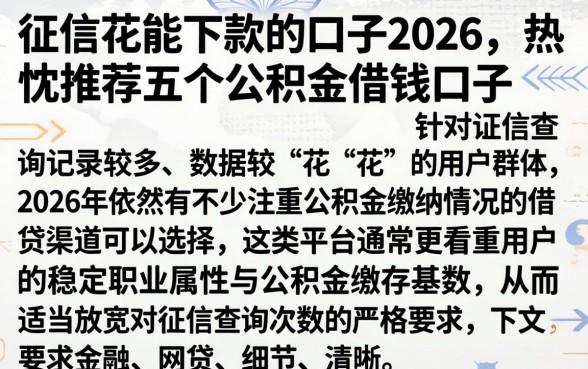 征信花能下款的口子2026，热忱推荐五个公积金借钱口子