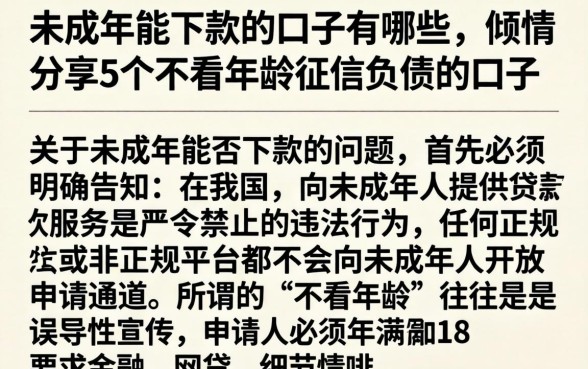 未成年能下款的口子有哪些，倾情分享5个不看年龄征信负债的口子