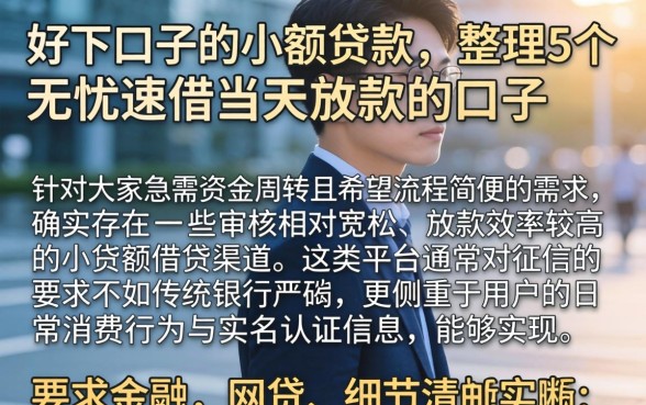 好下口子的小额贷款，整理5个无忧速借当天放款的口子
