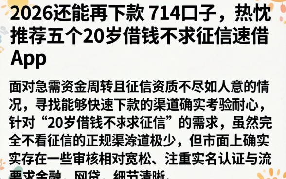 2026还能再下款的714口子，热忱推荐五个20岁借钱不求征信速借app