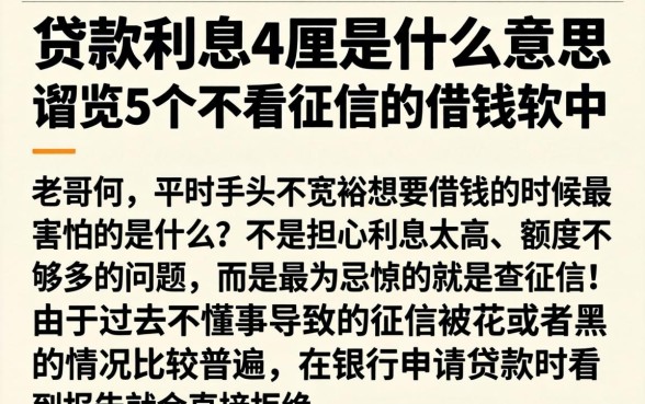 贷款利息4厘是什么意思，概览5个不看征信的借钱软件