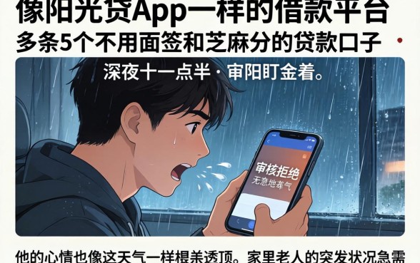 像阳光贷app一样的借款平台，条列5个不用面签和芝麻分的贷款口子