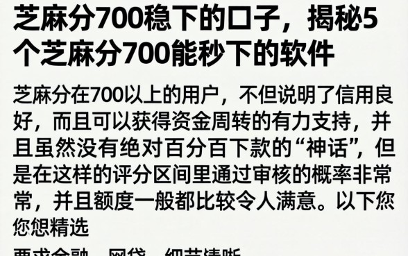 芝麻分700稳下的口子，揭秘5个芝麻分700能秒下的软件