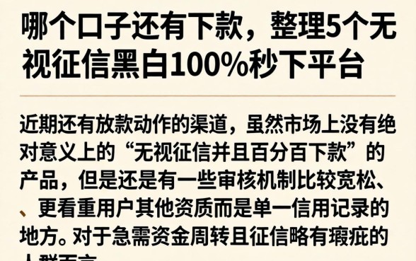哪个口子还有下款，整理5个无视征信黑白100%秒下平台